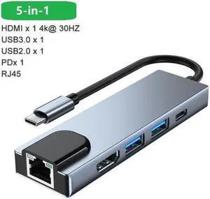 Weastlinks Type C Laptop Docking Station USB C Dock HDMI-compatible VGA USB Hub Adapter 5 Ports