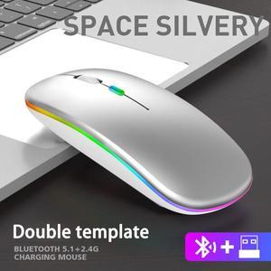 Weastlinks Wireless Mouse For Laptop PC RGB Rechargeable Mouses Wireless Computer Silent Mice Gaming Mouse Silver