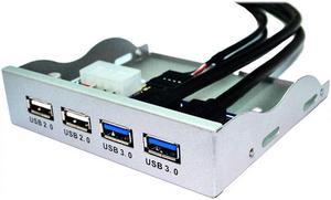 Weastlinks HUB USB 2.0 USB 3.0 4 Port Front Panel USB3.0 Hub Splitter Internal Combo Bracket Adapter for Desktop 3.5 Inch Floppy Bay Silver