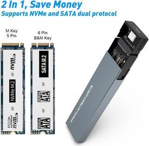 Weastlinks M.2 NVMe SATA SSD Enclosure Dual Portocol NVMe to USB Adapter 10Gbps USB 3.1 Gen2 USB C External Case Box Support M and B&M Key