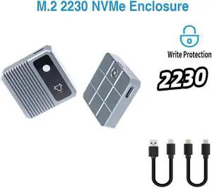 Weastlinks M2 SSD Case M.2 NVMe 2230 SSD Enclosure, USB 3.2 10Gbps to NVME M Key External Solid State Drive Case with Write Protection Box