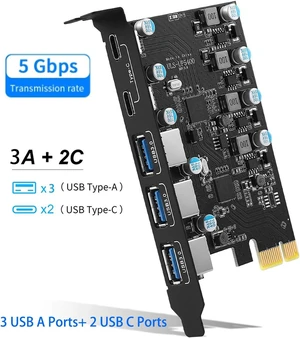 Weastlinks Type C USB 3.2 Gen1 PCIE Card Hub USB 3.0 PCI Express Board 2*USB A Port+2*Type-C Port/USB3.2 GEN1 PCI-E Expansion Card Adapter Silver Weastlinks Type C USB 3.2 Gen1 PCIE Card Hub USB 3.0 PCI Express Board 2*USB A Port+2*Type-C Port/USB3.2 GEN1 PCI-E Expansion Card Adapter Silver