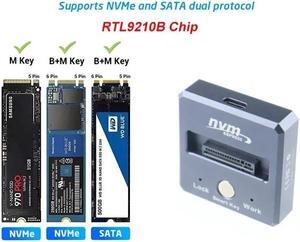 Weastlinks M2 SATA NVMe to USB 3.1 10Gbps Direct Plug in SSD Adapter M.2 Case JMS583/9210B Chip for 2230 2242 2280 2210 M2 SSD Enclosure Grey