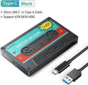 Weastlinks 2.5'' HDD Enclosure SATA to USB3.0 USB3.1 External Hard Drive HD Disk Case 5Gbps/6Gbps Type-C HDD Case With DIY Sticker Grey