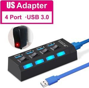 Weastlinks USB 3.0 Hub USB Hub 3.0 Multi USB Splitter 3 Hab Use Power Adapter 4 Ports Multiple Expander USB3 Hub with Switch for PC