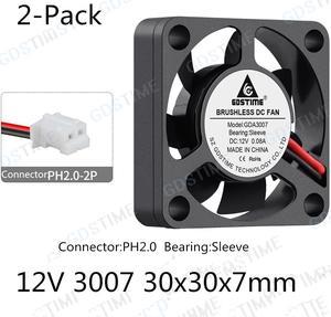 Weastlinks 2Pcs DC 5V 12V Fan 30MM 3007 30x30x7MM Laptop Ultrathin Brushless Axial Cooling Fan 3007 Fan PH2.0