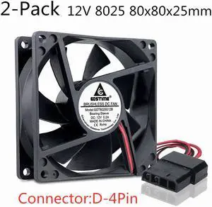 Weastlinks 2PCS DC 12V Fan 8cm 80mm 8025 80x80x25mm Ultrathin Brushless Axial Cooling Fan 8025 Fan 3Pin 4Pin USB Fan Grill Net