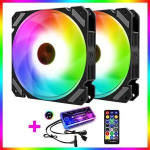 Weastlinks 120mm 12cm RGB Case Fan Desktop Computer Silent + IR Remote Adjustable Speed Cooling 5V 3Pin ARGB Cooler Radiator