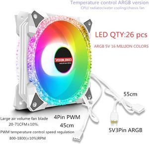 Weastlinks 120mm PC Computer Case Fan RGB Cooler Heatsink 12cm Aura Sync Silent Cooling Fan 6PIN Rainbow Music ARGB Controller