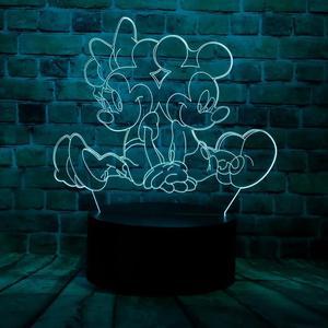 Weastlinks Disney Cartoon 3D Night Light Minnie Mickey Mouse Acrylic Touch 3D illusion Lamp Bedroom Decorative Table Lamp Child Toys Gifts