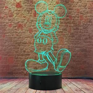 Weastlinks Disney Cartoon 3D Night Light Minnie Mickey Mouse Acrylic Touch 3D illusion Lamp Bedroom Decorative Table Lamp Child Toys Gifts