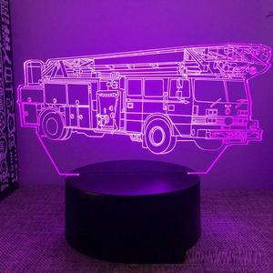 Weastlinks Fire Brigade Truck3d Led Night Light For Bedroom Engineering Vehicle Lava Lamp Children's Room Decor Birthday Gift