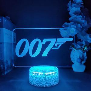 Weastlinks The Movie 007 James Bond Touch Sensor 3D Night Light for Bedroom Decor Cute Birthday Gift LED Lamp Manga Kid Lovely Present