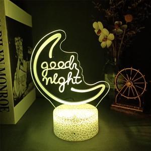 Weastlinks 3D LED Night Light Room Decor Good Vibes Dream Open Hello Flash Neon Sign Table Lamp for Home Party Wedding Decor 16 Colors