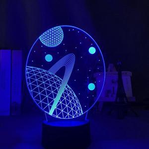 Weastlinks Solar System 3D Optical Illusion Side Table Lamp Universe Space Galaxy LED Night Light Room Decor Light Gift for Boys and Girls