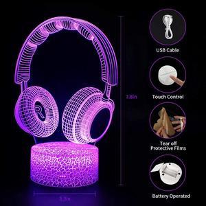 Weastlinks 3D LED Gaming Headset Setup RGB Lamp USB Powered Gaming Room Children's Lamp Bedroom Night Lights Table Lamp Lighting Gifts