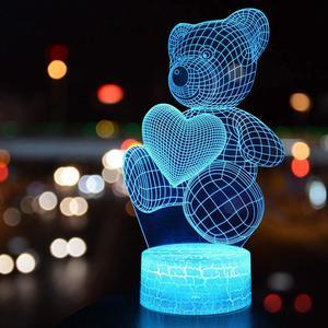 Weastlinks 3D Love Romantic Illusion Light 16 Colors Change Night Light LED Heart Sleep Light for Valentines Wife Boyfriend Girlfriend