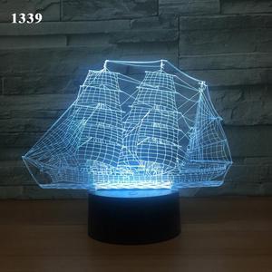 Weastlinks Sail Boat - 3D Optical Illusion Novelty Table Lamp Beautiful Sea Boat Shape Night Light