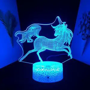 Weastlinks 3D Lamp Unicorn Child Night Light for Kids Gift Girl Bedroom Decor Unicorn Night Lamp Color Changing USB Battery Nightlight