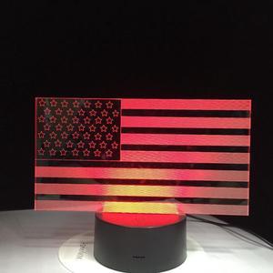 Weastlinks Creative 7 Colorful Gradients Atmosphere Visual 3D USA Flag LED Night Light USB Table Lamp Bedside Home Decor Gift