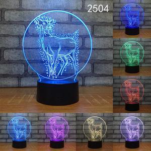 Weastlinks 3D LED Night Lights Elephant Tiger Deer Cat Wolf 7 Colors Light for Home Decoration Lamp Amazing Visualization Optical Illusion