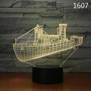 Weastlinks Sail Boat Sailing Ship Yacht Submarine Design 3D Night Lamp Acrylic Laser Illusion 7 Color Kids Friends Gift Toys