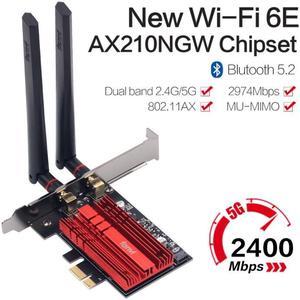 Weastlinks Wi-Fi 6E Intel AX210 Dual Band PCIe Wireless Wifi Network Adapter 2.4G/5G/6Ghz 2400M Wi-Fi Card Bluetooth 5.2 PCI Express Wlan