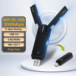 Weastlinks WiFi6E USB3.0 WiFi Adapter AX3000 Tri-Band 2.4G/5G/6GHz Wireless Network Card WiFi Dongle Wlan Receiver For Win10/11 Driver Free