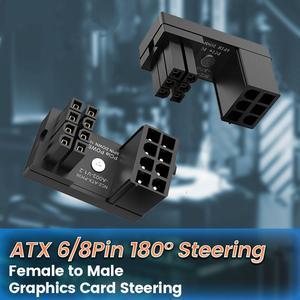 Weastlinks ATX 8 Pin 6 Pin Female to Male Connector 180 Degree Angle Steering Joint Power Supply Adapter for Desktops Graphics Card