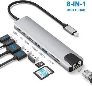 Weastlinks USB C Type-C Hub Adapter Docking Station with 2 HDMI 4K VGA 1000Mbps Ethernet 100W PD Audio