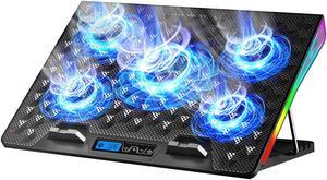 AICHESON RGB Lights Laptop Cooling Cooler Pad for 15.6-17.3 Inch Notebook 5 Fan Heavy Coolers Pads, 2 USB Ports
