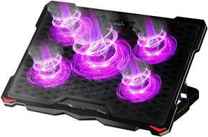 AICHESON Laptop Fan Cooling Pad for 15.6"-17.3" Laptops, 5 Cooler Fans with Purple Lights