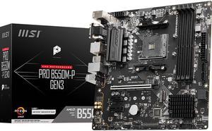MSI PRO B550M-P GEN3 Micro ATX Motherboard, MSI AM4 AMD Motherboard, AMD B550 SATA 6Gb/s DDR4 4000, Micro ATX AMD Motherboard