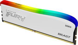 Kingston Fury Beast RGB White Edition 8GB 3600MT/s CL17 DDR4 Desktop Memory Single Module | Infrared Syncing | Intel XMP & AMD Ryzen Ready | KF436C17BWA/8 | White RAM