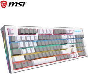 MSI VIGOR GK50Z PIXEL Mixed Grey (60% Grey) Wired Gaming Keyboard, Red Switches, 104 Keys, RGB LED Backlit Illuminated, PBT Key cap, USB 2.0 Connection, NKRO (N-key roll-over)