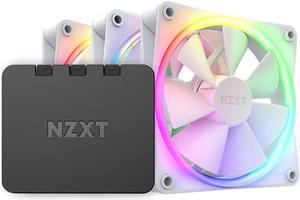 NZXT F120 RGB Fans - RF-R12TF-W1 - Advanced RGB Lighting Customization - Whisper Quiet Cooling - Triple (RGB Fan & Controller Included) - 120mm Fan - White