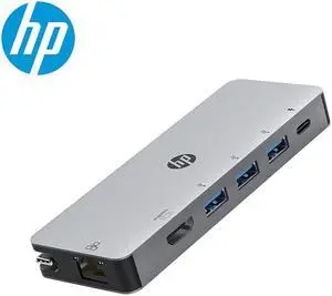 HP 2SM31PA#AB2 6-In-1 USB-C  Docking Stations ,6 in 1 Multiport USB C Adapter, Triple USB 3.0 port, Gigabit Ethernet and HDMI 4K, 100 W PD