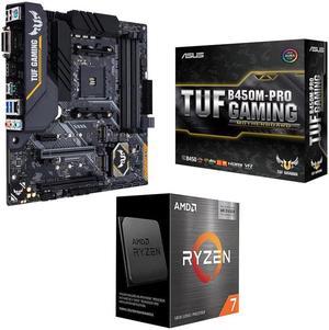 ASUS TUF B450M-PRO GAMING AMD Ryzen 3 AM4 DDR4, HDMI, Dual M.2, Motherboard and AMD Ryzen 7 5800X3D - Ryzen 7 5000 Series 8-Core 3.4 GHz Socket AM4 105W,AMD Motherboard CPU Combo