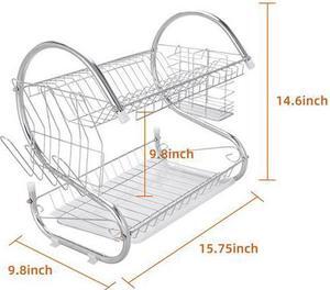 Multifunctional S-shaped Dual Layers Bowls & Dishes & Chopsticks & Spoons Collection Shelf Dish Drai