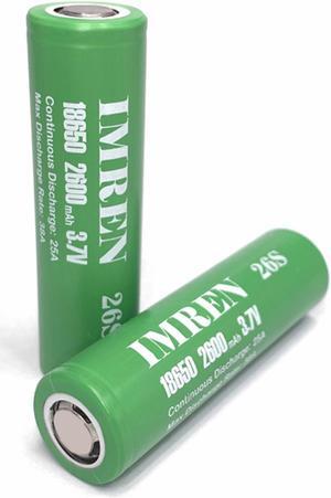 IMREN 2Pcs 3.7v rechargeable li-ion battery Rechargeable Battery 2600mAh 25A for Flashlights/Headlamps/Toys
