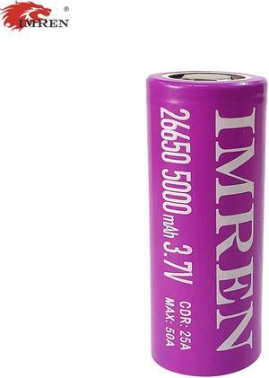 IMREN 2Pcs Rechargeable Battery Pack High Capacity Imr Mnke 26650 Battery 5000mAh 3.7V Lifepo4 Cell Battery