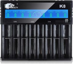 IMREN 18650 Battery Charger,Fast Charge Rechargeable for 3.7V Lithium Rechargeable Battery 14500 14650 17500 17670 18350 18650 18700 20700 21700 26650 (8 Bay)