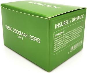 IMREN 25RS 18650 Rechargeable Battery Pack 2500mAh 20pcs
