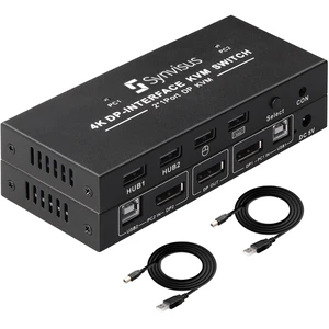 Synvisus DisplayPort KVM Switch 2 Port 4K@60Hz 2 In 1 Out DP 1.2 and USB Switch for 2 Computers Share 1 Keyboard Mouse Monitor for Laptop, PC Supports with 4 USB 2.0 Ports, 2 USB KVM Cables 1.5m(5ft) Synvisus DisplayPort KVM Switch 2 Port 4K@60Hz 2 In 1 Out DP 1.2 and USB Switch for 2 Computers Share 1 Keyboard Mouse Monitor for Laptop, PC Supports with 4 USB 2.0 Ports, 2 USB KVM Cables 1.5m(5ft)