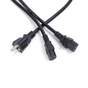 North American Power Cord Extension,NEMA 5-15P to Dual C13 Y Splitter , 4.92ft/1.5m, 13 AWG