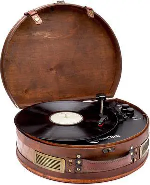 ClearClick Vintage Suitcase Turntable with Bluetooth & USB - Classic Wooden Retro Style