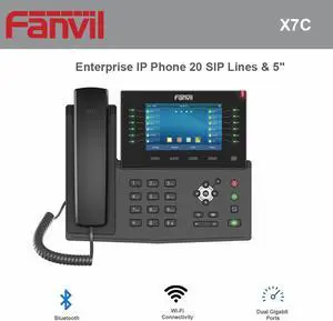 Fanvil X7C High-End Enterprise IP Phone 20 SIP Lines with Dual Gigabit Ports and Integrated PoE and WiFi Connectivity