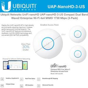 Ubiquiti Networks UAP-NANOHD-3-US 4x4 MU-MIMO Wave 2 802.11ac Enterprise
