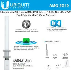 NEW Ubiquiti Networks AMO-5G10 Next-Gen 2x2 Dual Polarity MIMO Omni Antenna