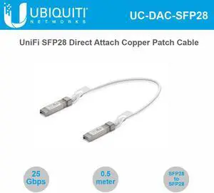 Ubiquiti Networks UC-DAC-SFP28 Direct Attach Copper Cable SFP28 to SFP28 25Gbps 0.5 meter
